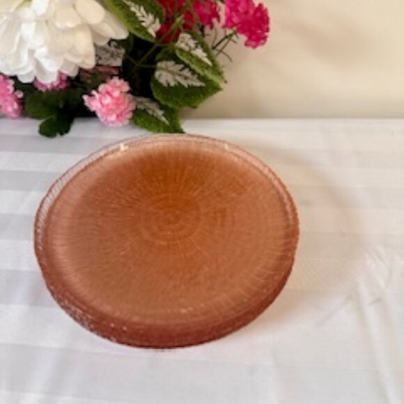 Vintage Arcoroc France Pink‎ Aspen Glass Plates Spiral Pattern Depression Style - Picture 1 of 4